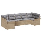 vidaXL Canapé de Jardin 7 Pièces avec Coussins Beige en Rattan Poly
