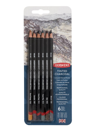 Crayon fusain de couleur Derwent Tinted Charcoal 6 pièces