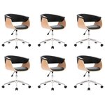 vidaXL Chaises pivotantes à manger lot de 6 noir similicuir