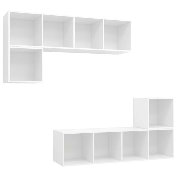 vidaXL Ensemble de meuble TV 4 Pièces Blanc Bois d'ingénierie