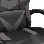 vidaXL Chaise de jeu avec repose-pied Noir et gris Similicuir