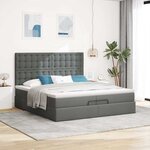 VidaXL Cadre de lit ottoman avec matelas gris foncé 200x200cm tissu