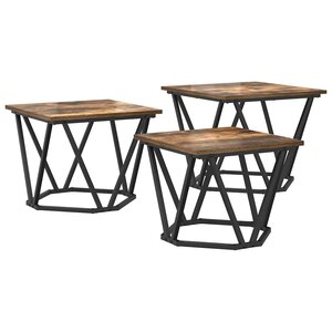 vidaXL Table basse 3 Pièces Chêne fumé Bois d'ingénierie et acier