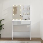 vidaXL Coiffeuse avec LED Blanc brillant 74 5x40x141 cm