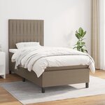 vidaXL Sommier à lattes de lit avec matelas Taupe 90x200 cm Tissu