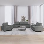 vidaXL Ensemble de canapés 3 Pièces gris foncé tissu
