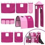 vidaXL Lit mezzanine pour enfants Noir et rose 74 5 x 190 cm Métал