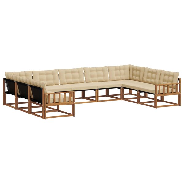 vidaXL Ensemble de canapés d'extérieur 9 Pièces Naturel et Beige