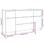vidaXL Ensemble de buffets 3 Pièces Sonoma gris Bois d'ingénierie