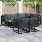vidaXL Ensemble de canapé de jardin 7 Pièces Noir 283 x 143 x 71 cm