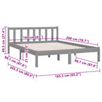 vidaXL Cadre de lit Gris Bois de pin massif 160x200 cm