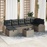 Ensemble de Canapés de Jardin vidaXL 8 Pièces avec Coussins Gris Rotin Synthétique