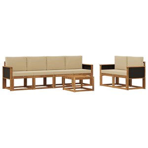 vidaXL Ensemble de canapés d'extérieur avec coussin 6 Pièces Naturel