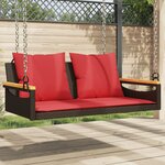 vidaXL Balancelle avec coussins marron 109x62x40 cm résine tressée