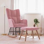 vidaXL Chaise à bascule avec repose-pied Rose Velours