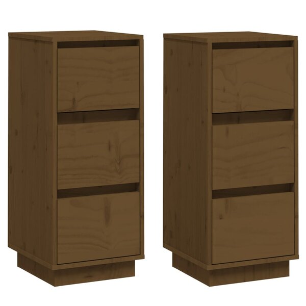 vidaXL Buffets 2 Pièces Marron miel 32x34x75 cm Bois massif de pin