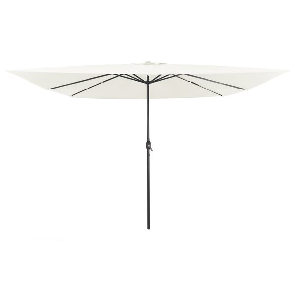 Parasol de jardin carré vidaXL avec lumières LED 295x245 cm blanc sable