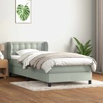 vidaXL Sommier à lattes de lit et matelas gris clair 90x220 cm velours