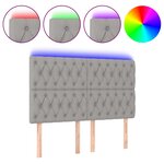 vidaXL Tête de lit à LED Gris clair 160x7x118/128 cm Tissu