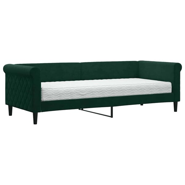 vidaXL Lit de jour avec matelas vert foncé 80x200 cm velours