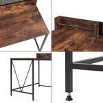 Bureau table poste de travail 165 x 110 x 90 cm noir effet noyer 03_0009054