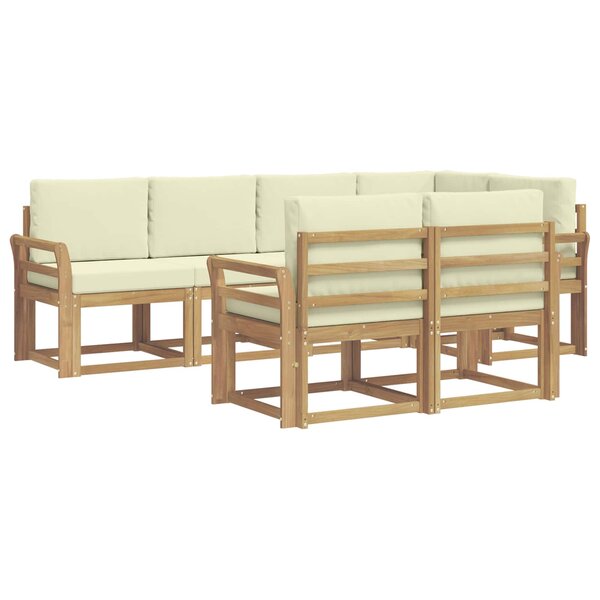 vidaXL Ensemble de canapés d'extérieur 7 Pièces Blanc et crème Polyester