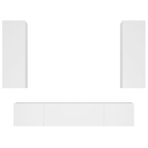 vidaXL Ensemble de meubles TV 4 Pièces Blanc Bois d'ingénierie