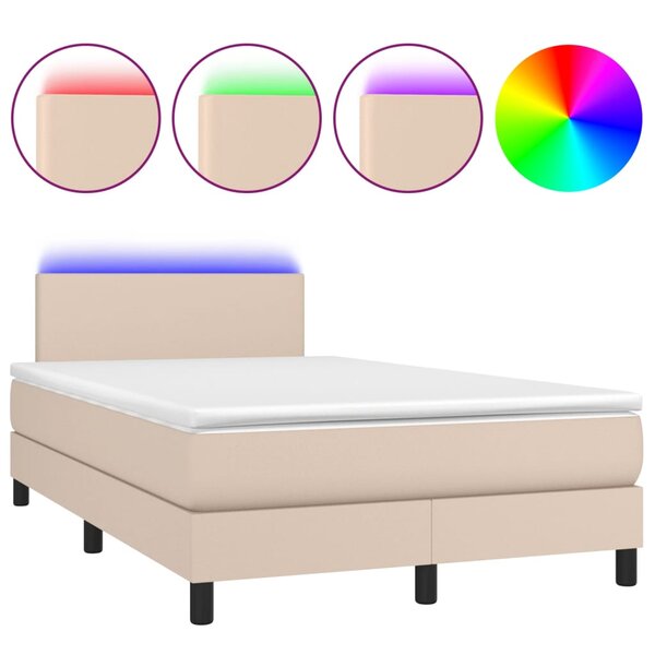 vidaXL Sommier à lattes de lit avec matelas LED cappuccino 120x190 cm