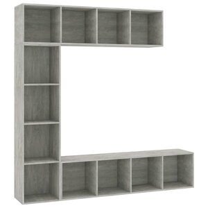 vidaXL Jeu de bibliothèque/meuble TV 3 Pièces Gris béton 180x30x180 cm