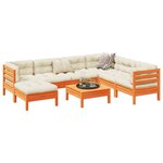 vidaXL Salon de jardin 8 Pièces avec coussins marron cire bois pin massif