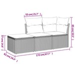 vidaXL Salon de jardin avec coussins 3 Pièces beige résine tressée