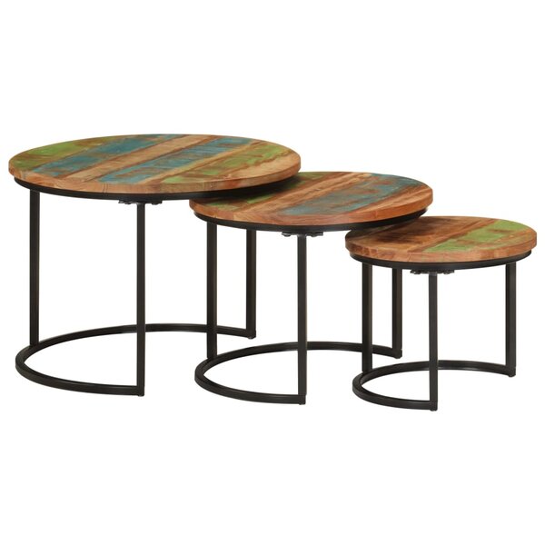 vidaXL Tables gigognes 3 Pièces bois massif de récupération