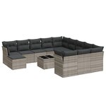 vidaXL Salon de jardin avec coussins 13 Pièces gris clair résine tressée