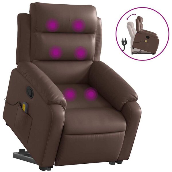 vidaXL Fauteuil inclinable de massage Marron Similicuir