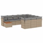 vidaXL Salon de jardin et coussins 11 Pièces mélange beige résine tressée