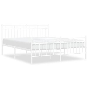 vidaXL Cadre de lit métal sans matelas et pied de lit blanc 150x200 cm