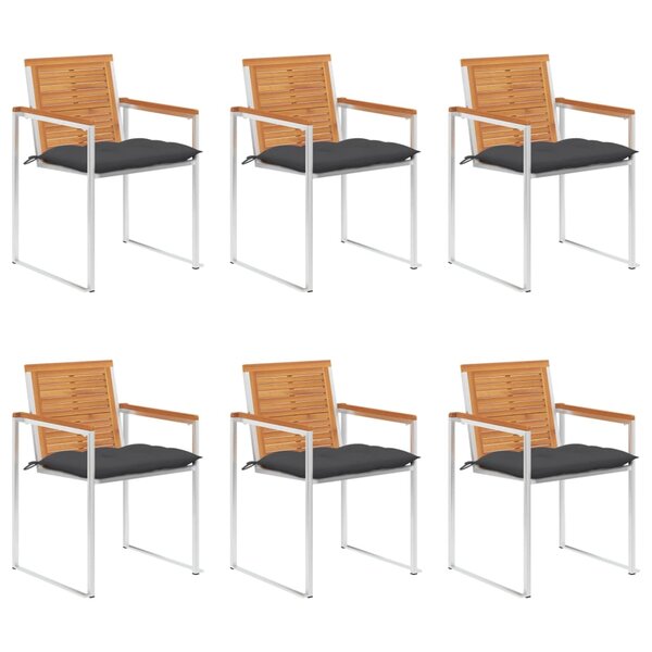 vidaXL Chaises de jardin lot de 6 avec coussins Bois d'acacia solide