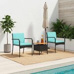 vidaXL Ensemble de jardin Noir polyrotin