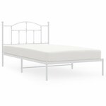 vidaXL Cadre de lit métal sans matelas et tête de lit blanc 107x203 cm