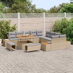 vidaXL Ensemble de canapé de jardin 13 Pièces Beige Poly rotin