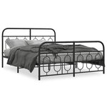 vidaXL Cadre de lit métal avec tête de lit/pied de lit noir 140x190 cm