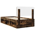 vidaXL Cadre de lit avec tête de lit Chêne fumé 75 x 190 cm Pin massif