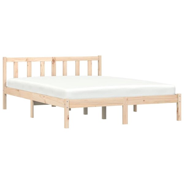 vidaXL Cadre de lit Naturel 152 x 203 cm Bois de Pin Massif