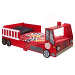 Vipack Lit pour tout-petits camion de pompiers bois rouge