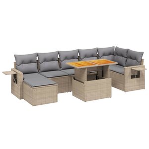 vidaXL Salon de jardin avec coussins 8 Pièces beige résine tressée