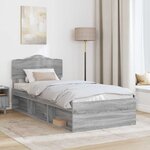 vidaXL Cadre de lit Gris Sonoma 90 x 190 cm Pin massif