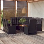 vidaXL Salon de jardin 4 Pièces avec coussins Noir Résine tressée