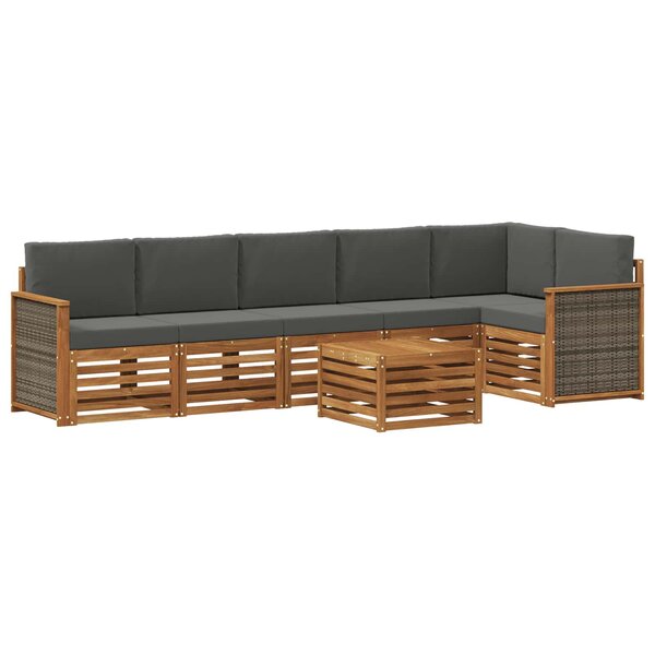 vidaXL Ensemble de canapé d'angle 6 Pièces Naturel et Anthracite