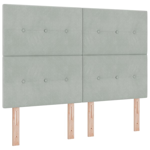 tête de lit button tufté gris clair 140 cm en velours