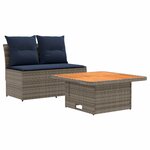 vidaXL 2 Pièce Canapé du milieu de jardin avec table relevable